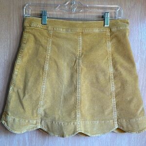 Altar’d State Yellow Corduroy Tulip Edge Skirt Fully Lined Side Zip Cotton/Spand